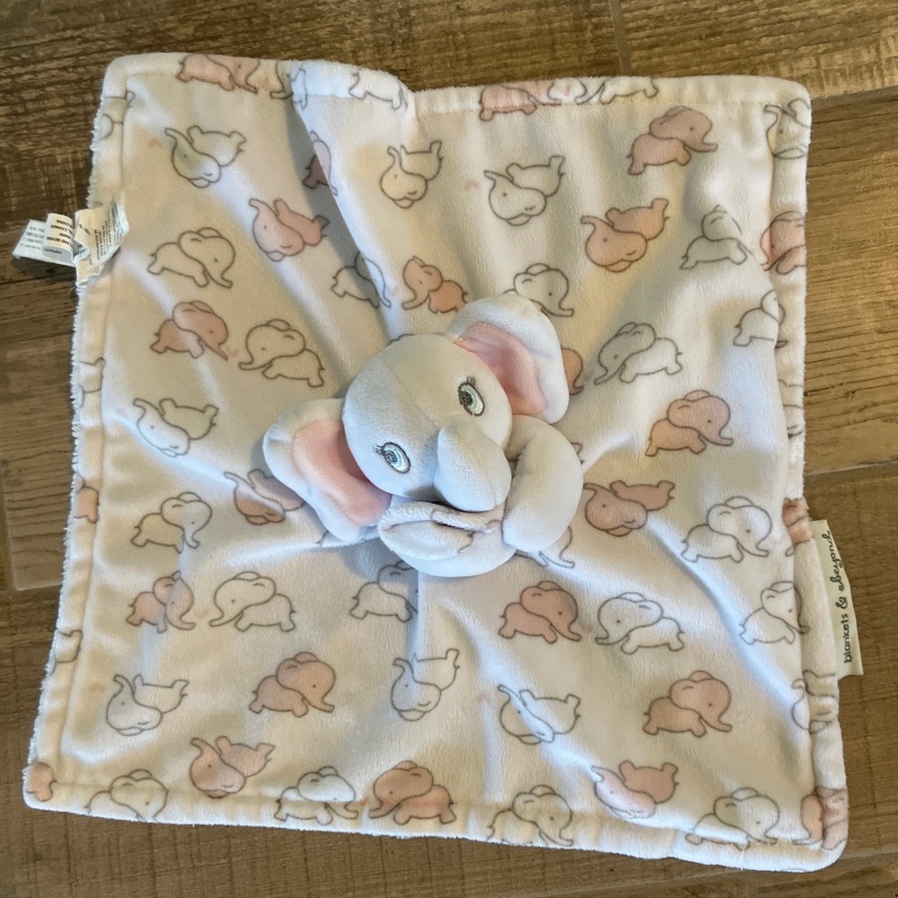 Elephant Baby Lovey Blanket and Beyond Pink Gray White Toy  Plush  Stuffed